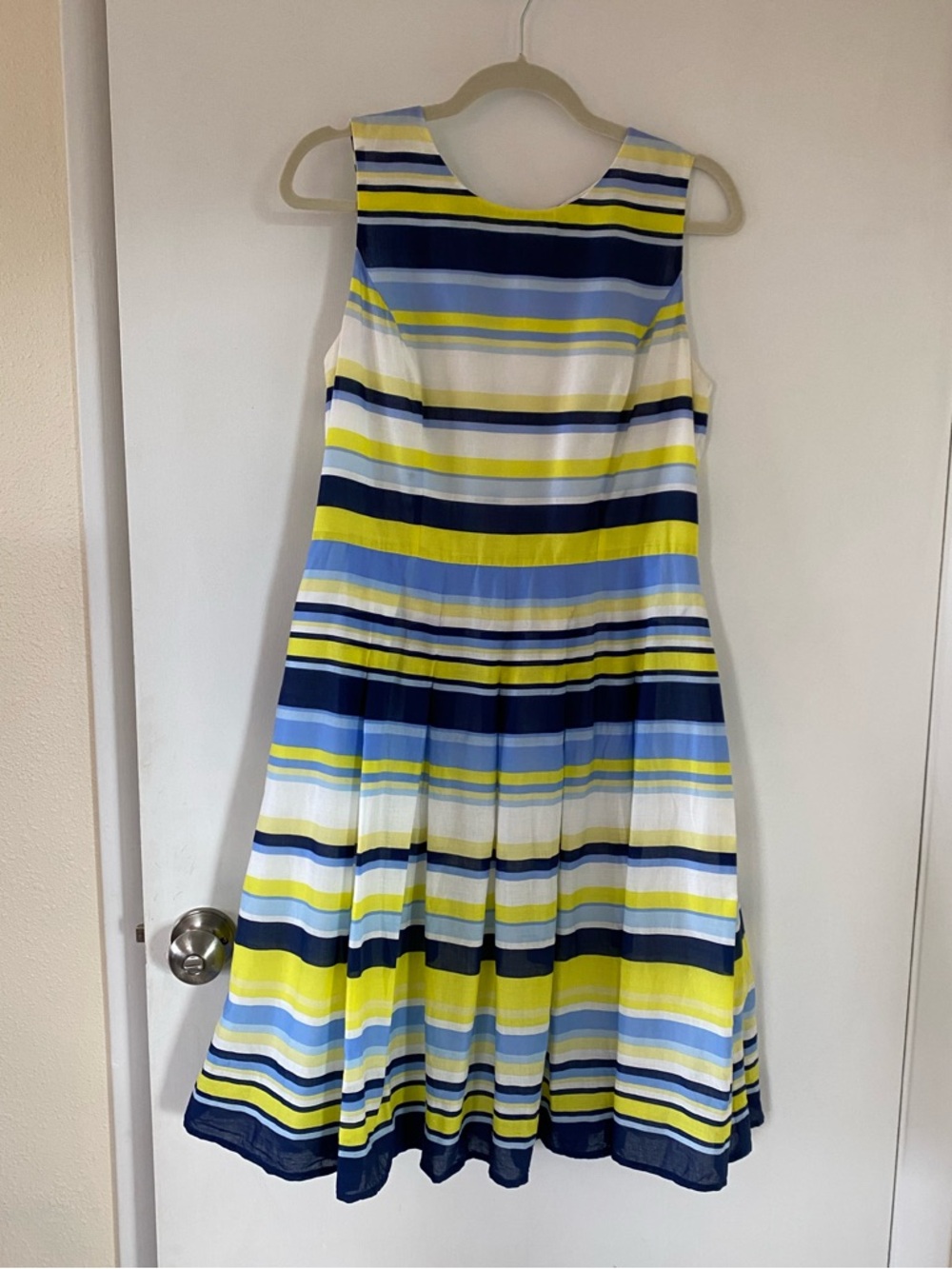 Tommy Hilfiger Preppy Striped Sleeveless Dress in Navy, Yellow & White Size 8